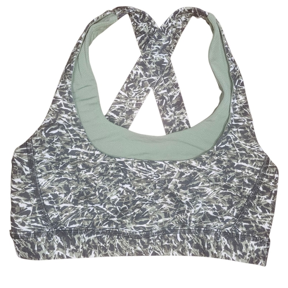 Lululemon Racerback Sports Bra Size 4 Olive Camo Yoga Gym Athleisure